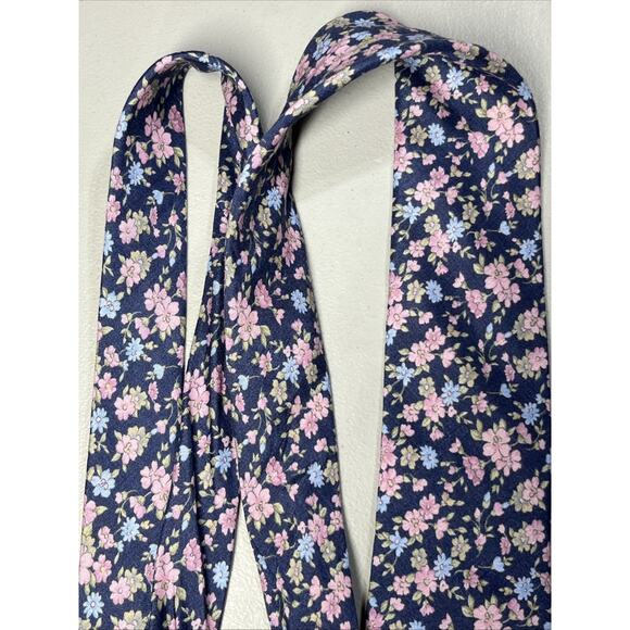 Paul Frederick Floral Print Silk Tie Mens Necktie Blue Pink 3" x 62" - Picture 4 of 9